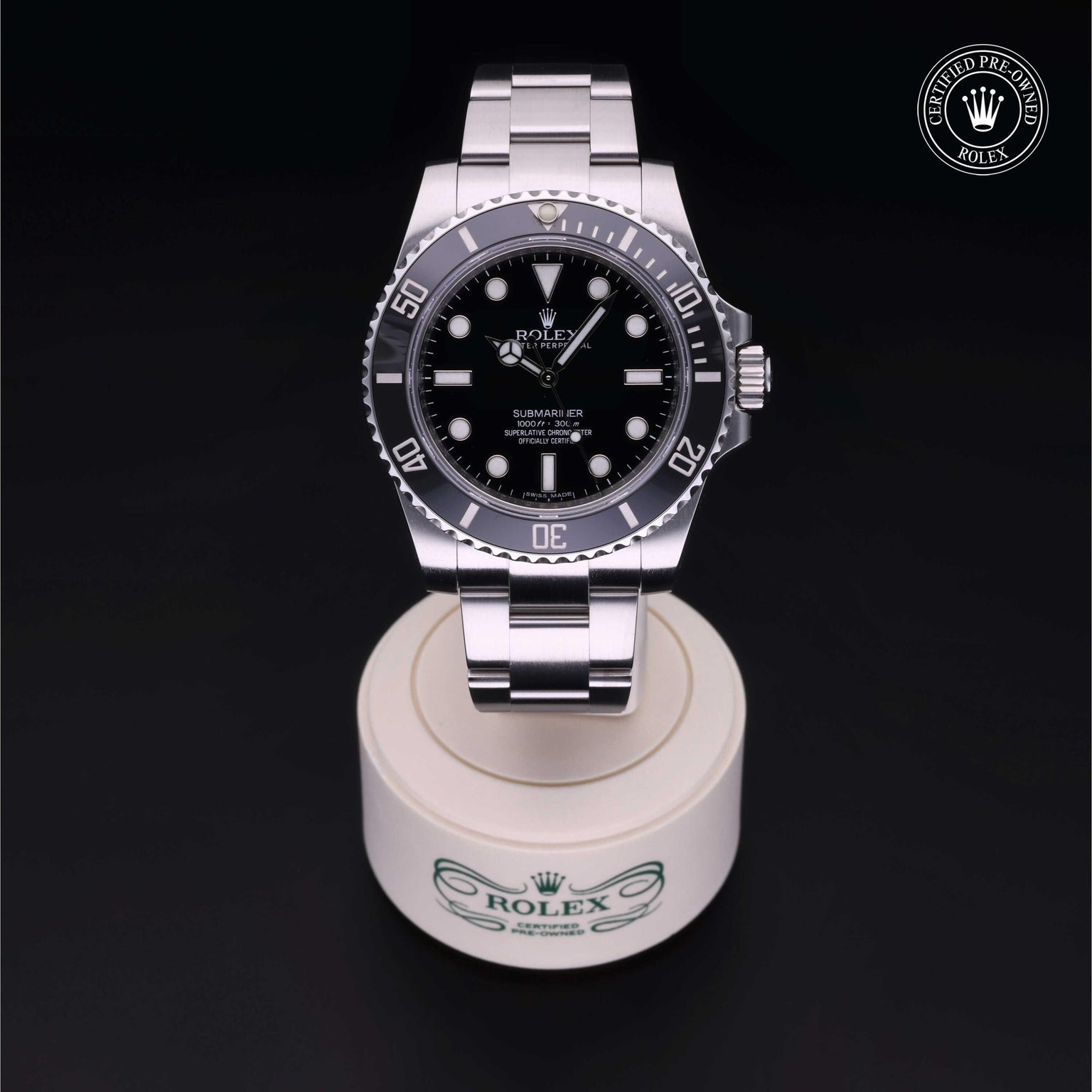 Rolex Certified Pre-owned Submariner M114060-0002 front on black background