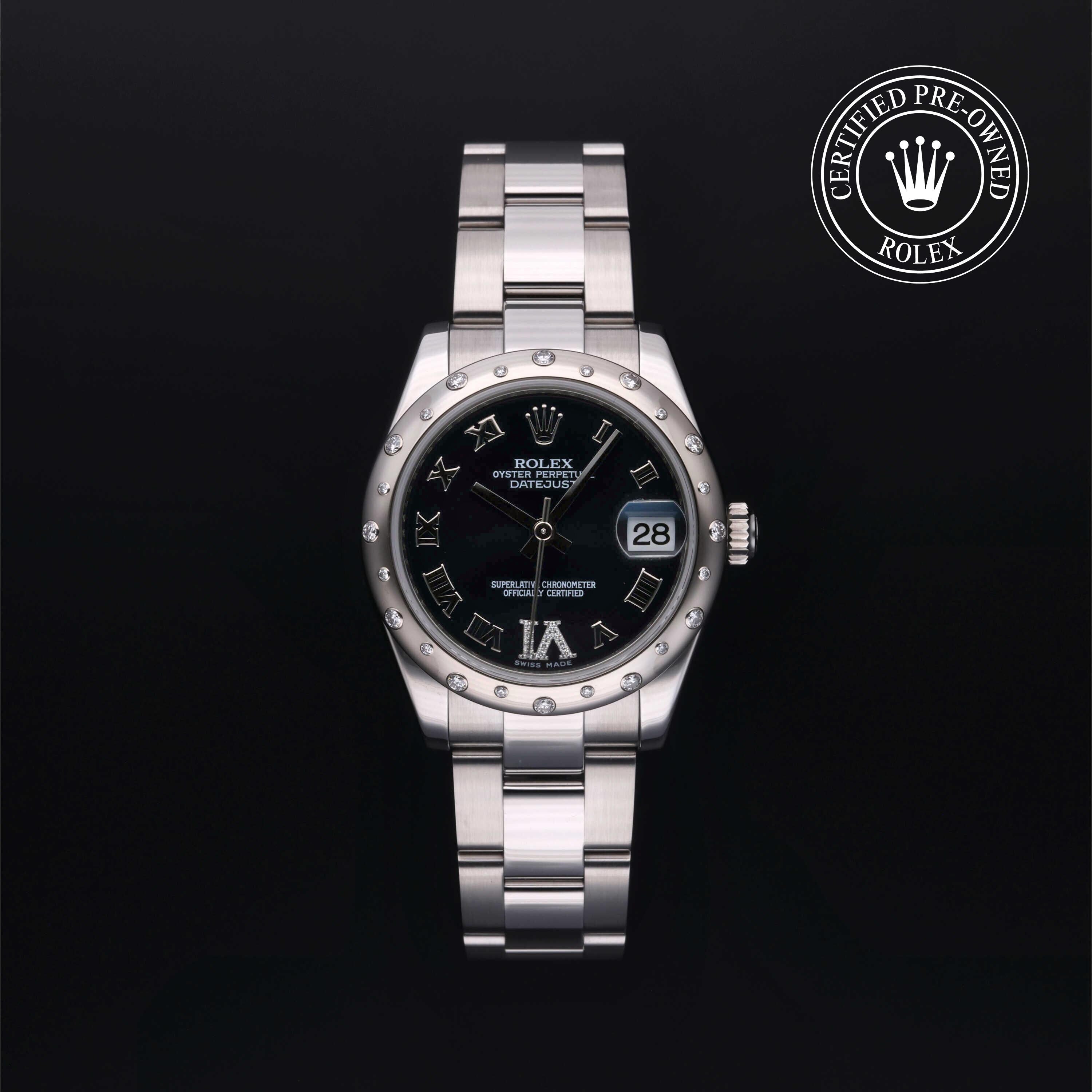 Rolex Certified Pre-owned Lady Datejust M178344-0002 front on black background