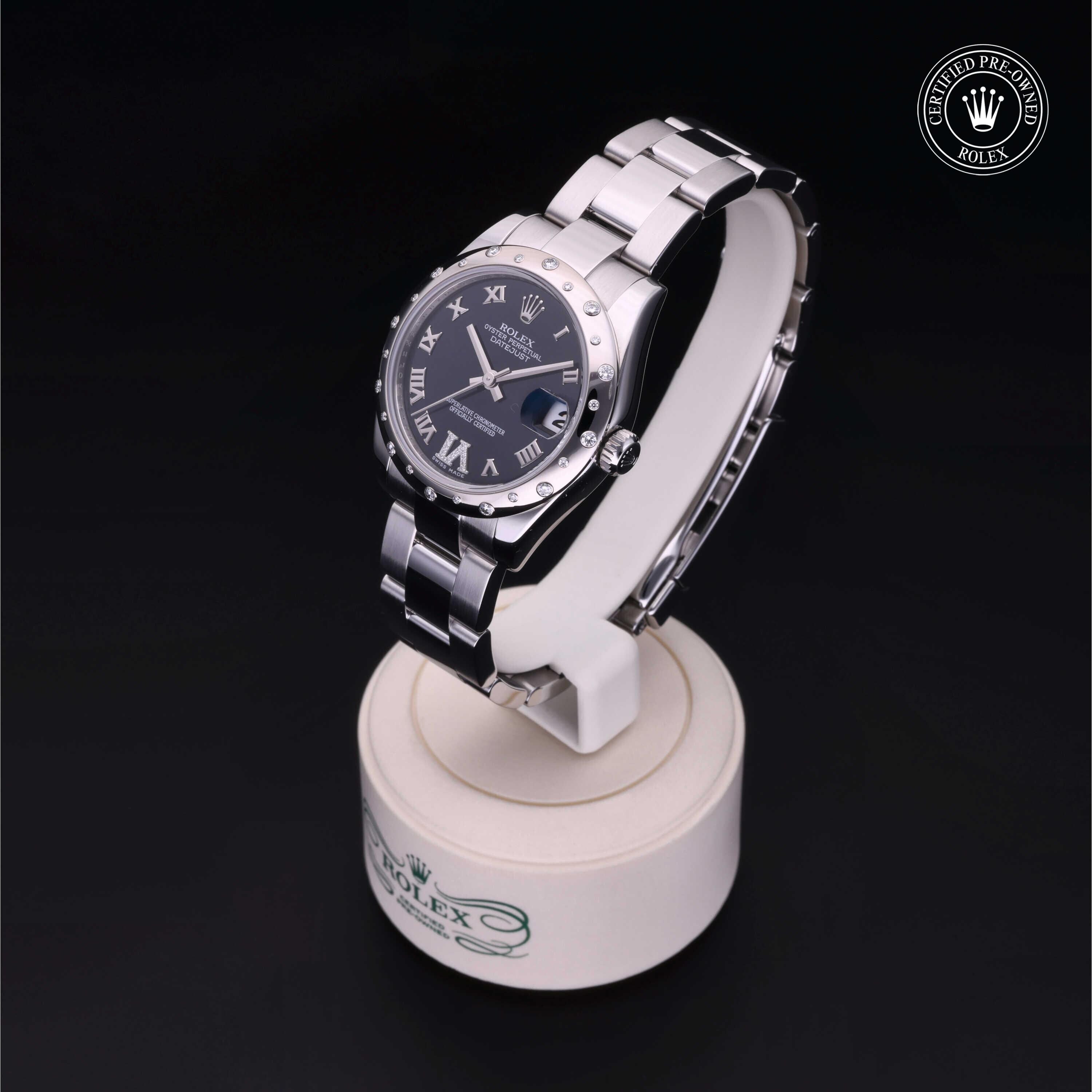 Rolex Certified Pre-owned Lady Datejust M178344-0002 front on black background