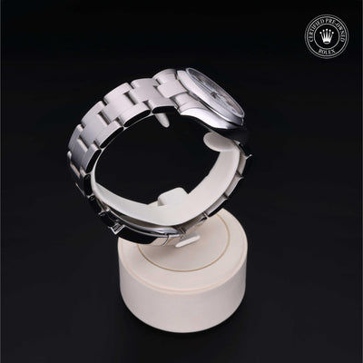Rolex Certified Pre-owned Oyster Perpetual M177200-0016 front on black background