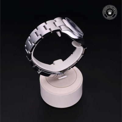Rolex Certified Pre-owned Oyster Perpetual M177200-0015 front on black background