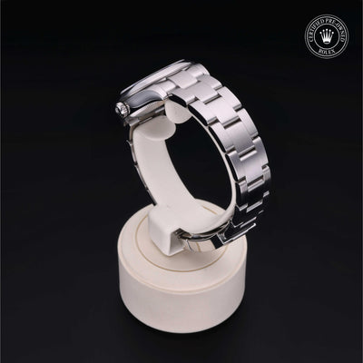 Rolex Certified Pre-owned Oyster Perpetual M177200-0016 front on black background