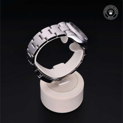 Rolex Certified Pre-owned Oyster Perpetual M177200-0016 front on black background