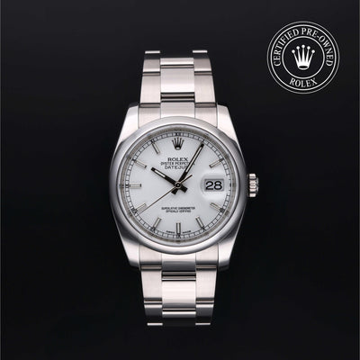 Rolex Certified Pre-owned Datejust M116200-0057 front on black background