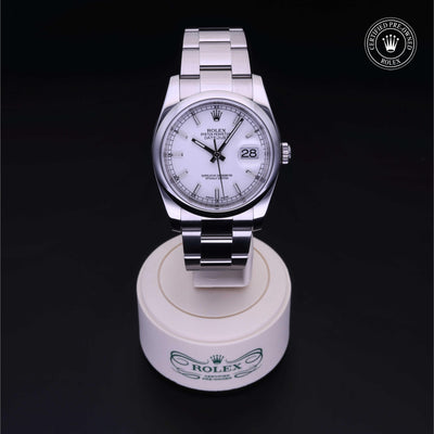 Rolex Certified Pre-owned Datejust M116200-0057 front on black background