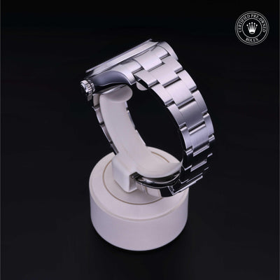 Rolex Certified Pre-owned Air-King M116900-0001 front on black background