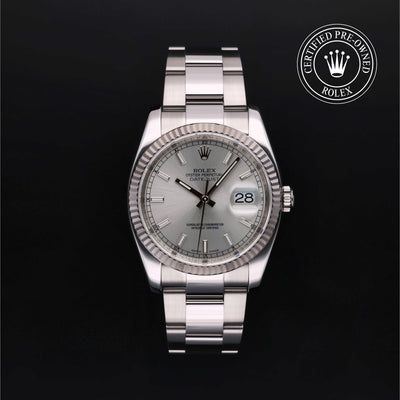 Rolex Certified Pre-owned Datejust M116234-0084 front on black background