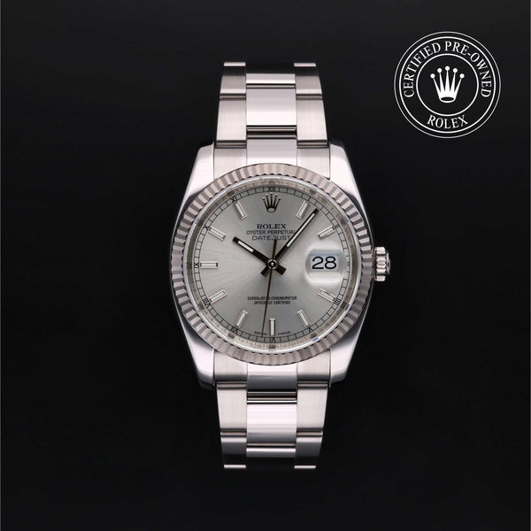Rolex Certified Pre-owned Datejust M116234-0084 front on black background