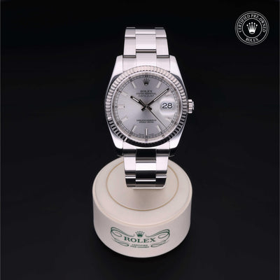 Rolex Certified Pre-owned Datejust M116234-0084 front on black background