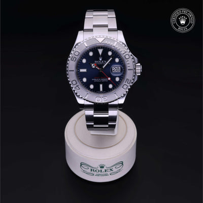 Rolex Certified Pre-owned Yacht-Master M116622-0001 front on black background