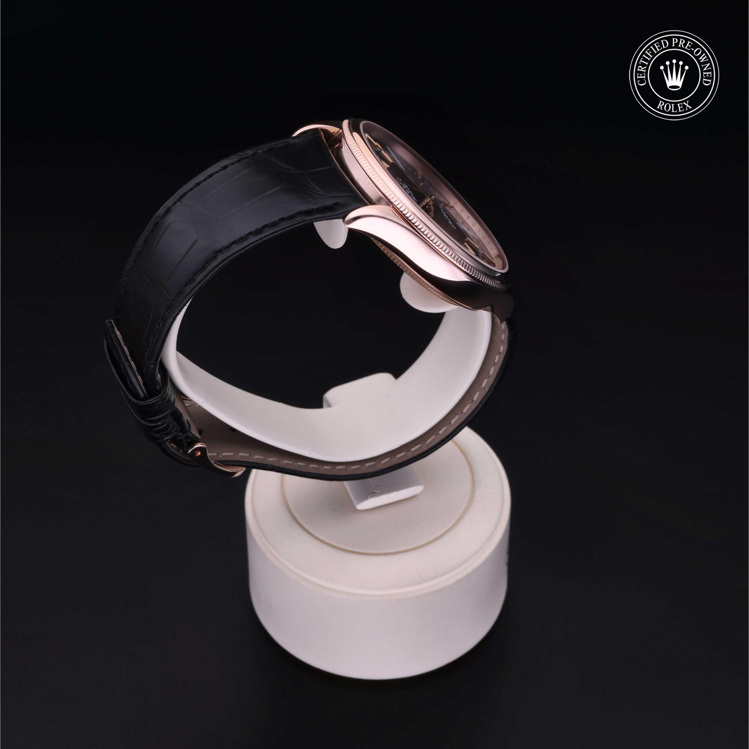 Rolex Certified Pre-owned Cellini M50505-0009 front on black background