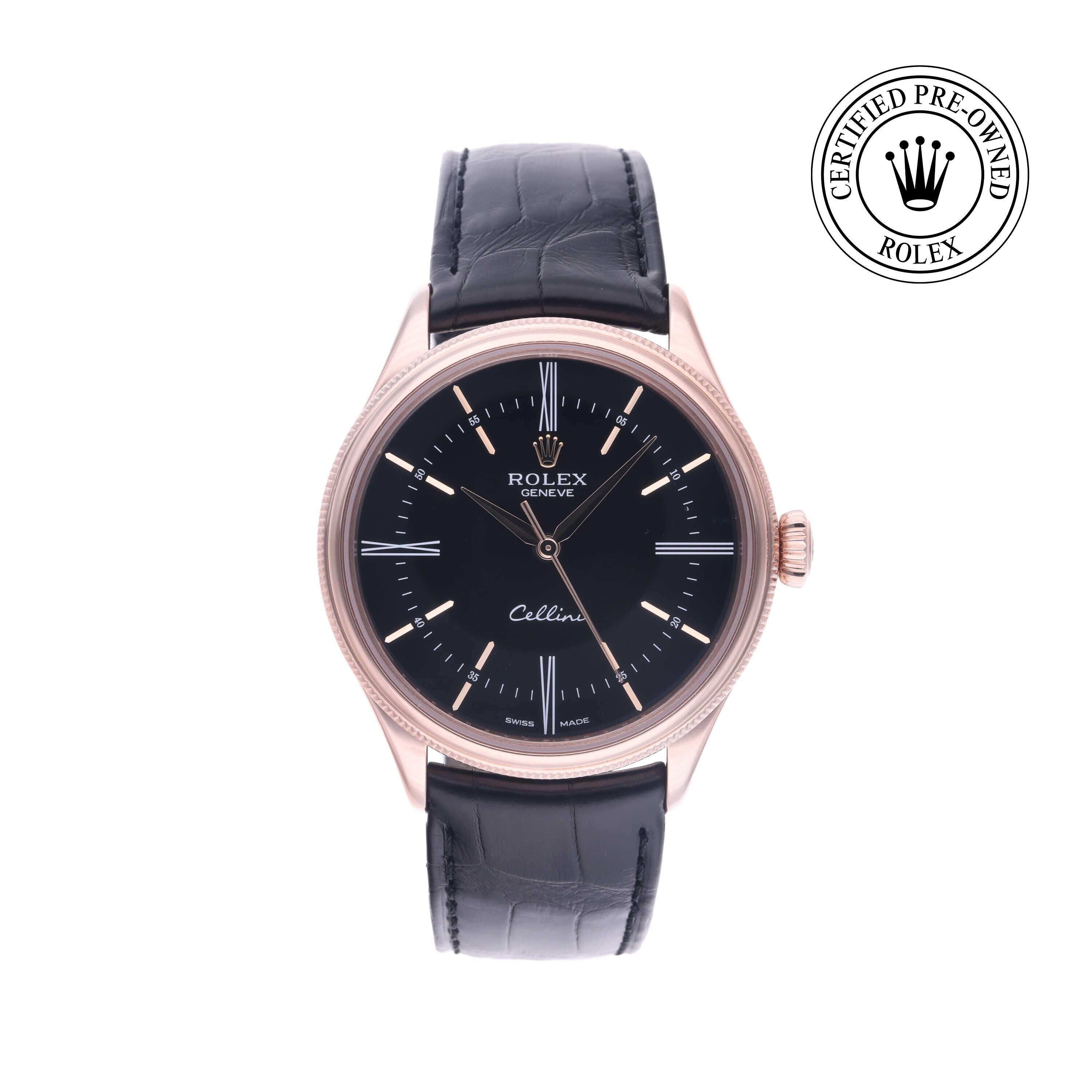 Rolex Certified Pre-owned Cellini M50505-0009 front on white background