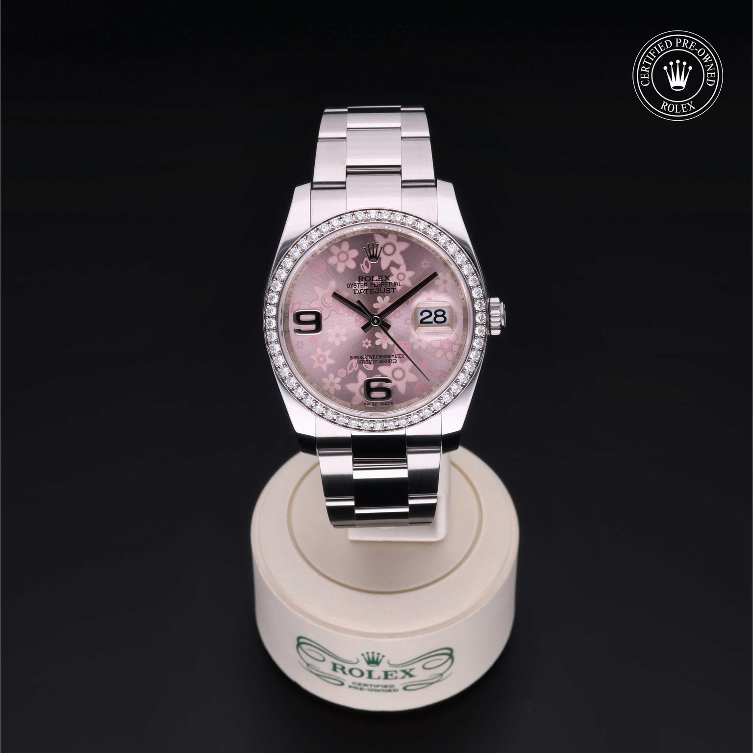 Rolex Certified Pre-owned Datejust M116244-0007 front on black background