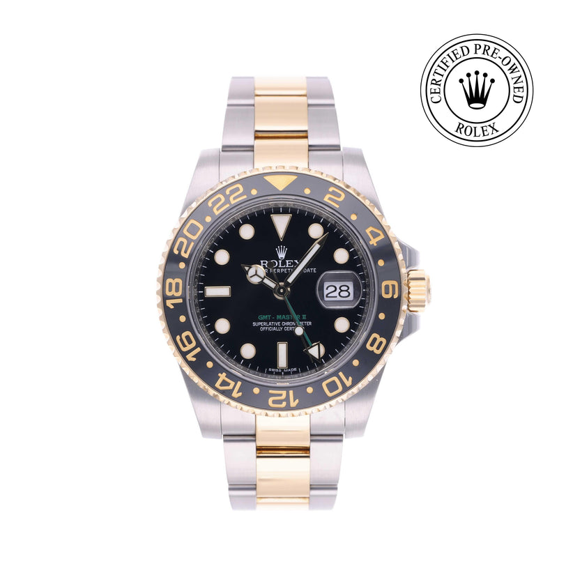 Rolex Certified Pre-owned GMT M116713LN-0001 front on white background