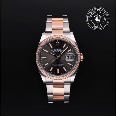 Rolex Certified Pre-owned Datejust M126231-0014 front on black background
