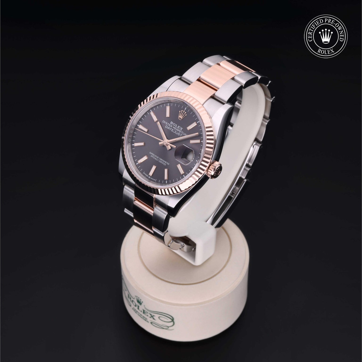 Rolex Certified Pre-owned Datejust M126231-0014 front on black background