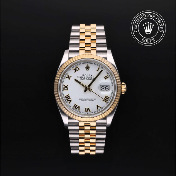 Rolex Certified Pre-owned Datejust M126233-0029 front on black background
