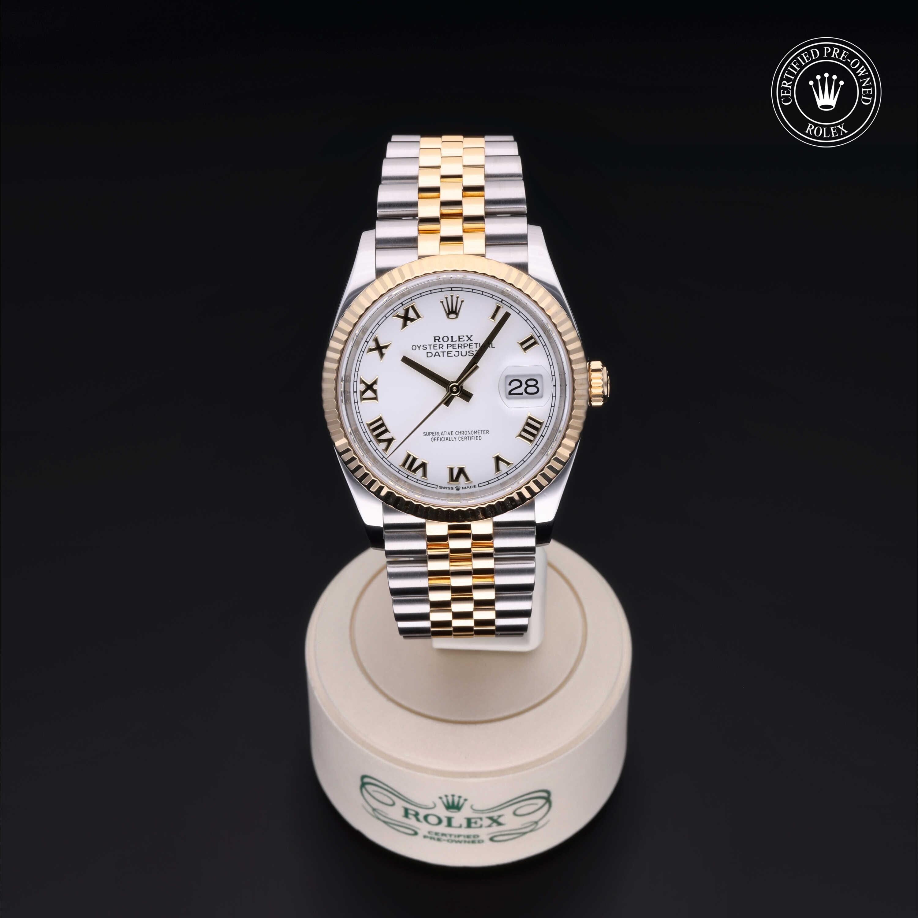 Rolex Certified Pre-owned Datejust M126233-0029 front on black background