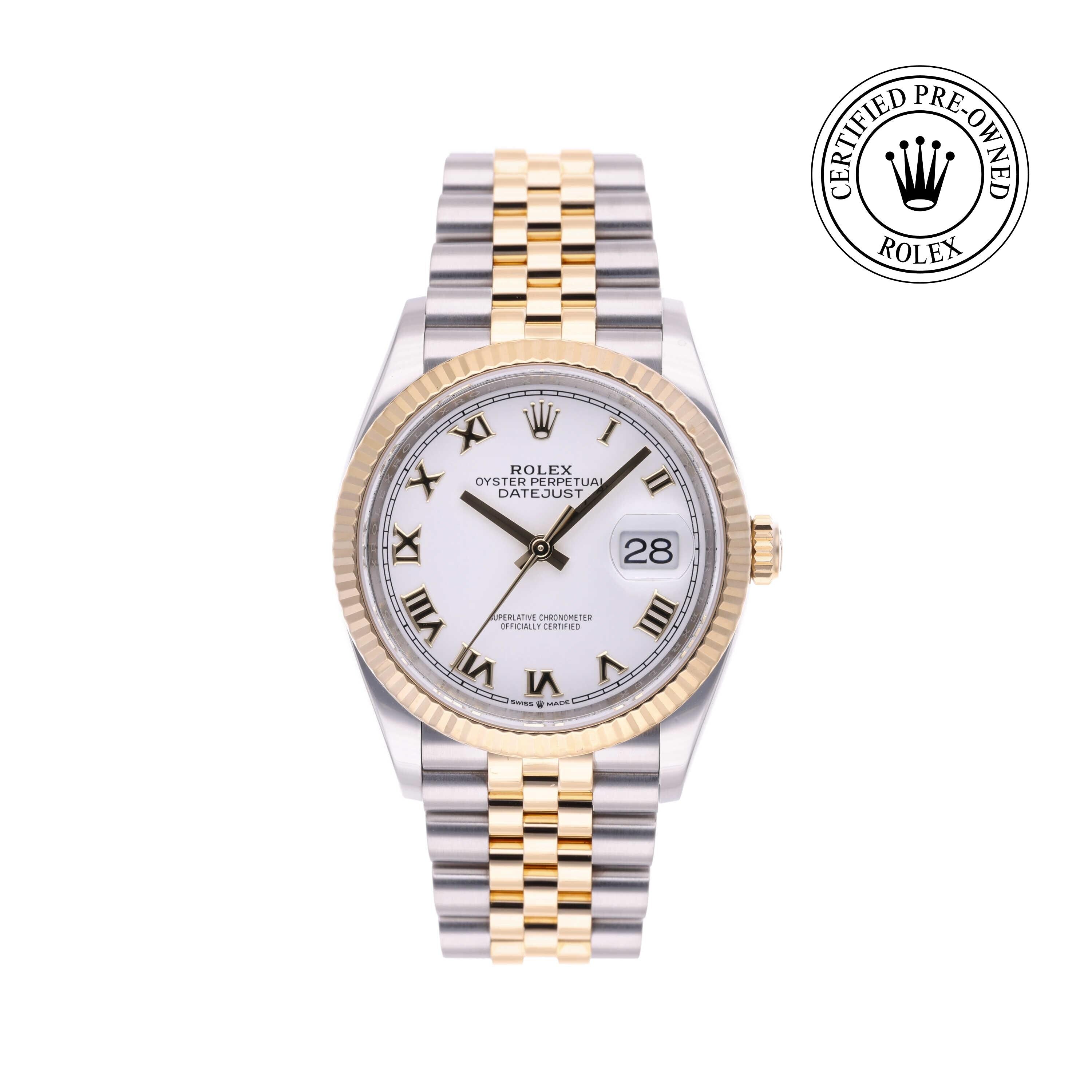 Rolex Certified Pre-owned Datejust M126233-0029 front on white background