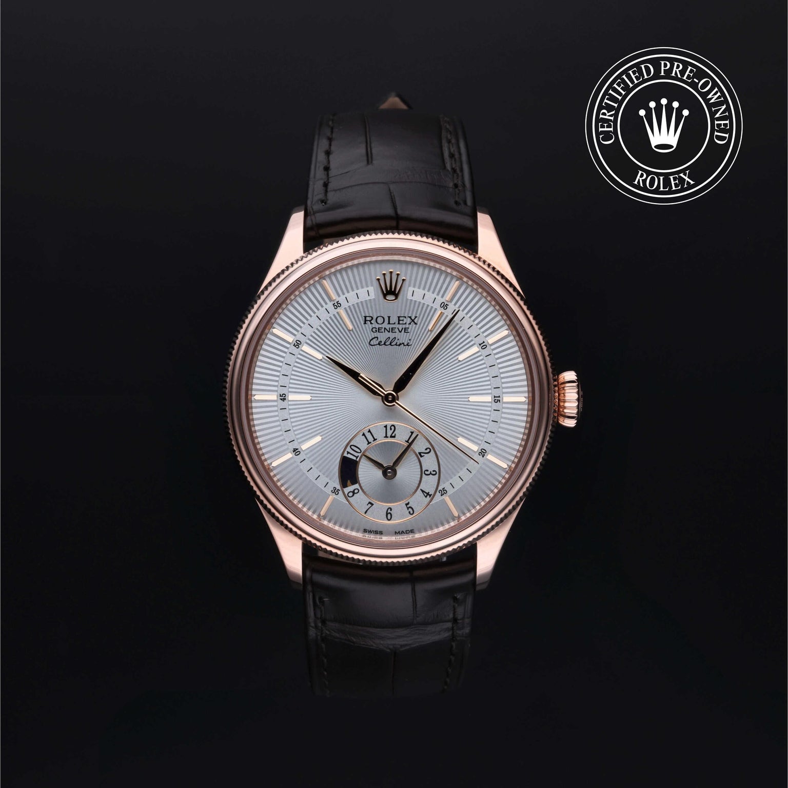 Rolex Certified Pre-owned Cellini M50525-0004 front on black background