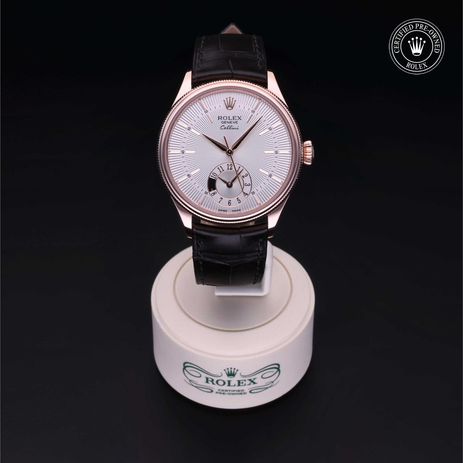 Rolex Certified Pre-owned Cellini M50525-0004 front on black background