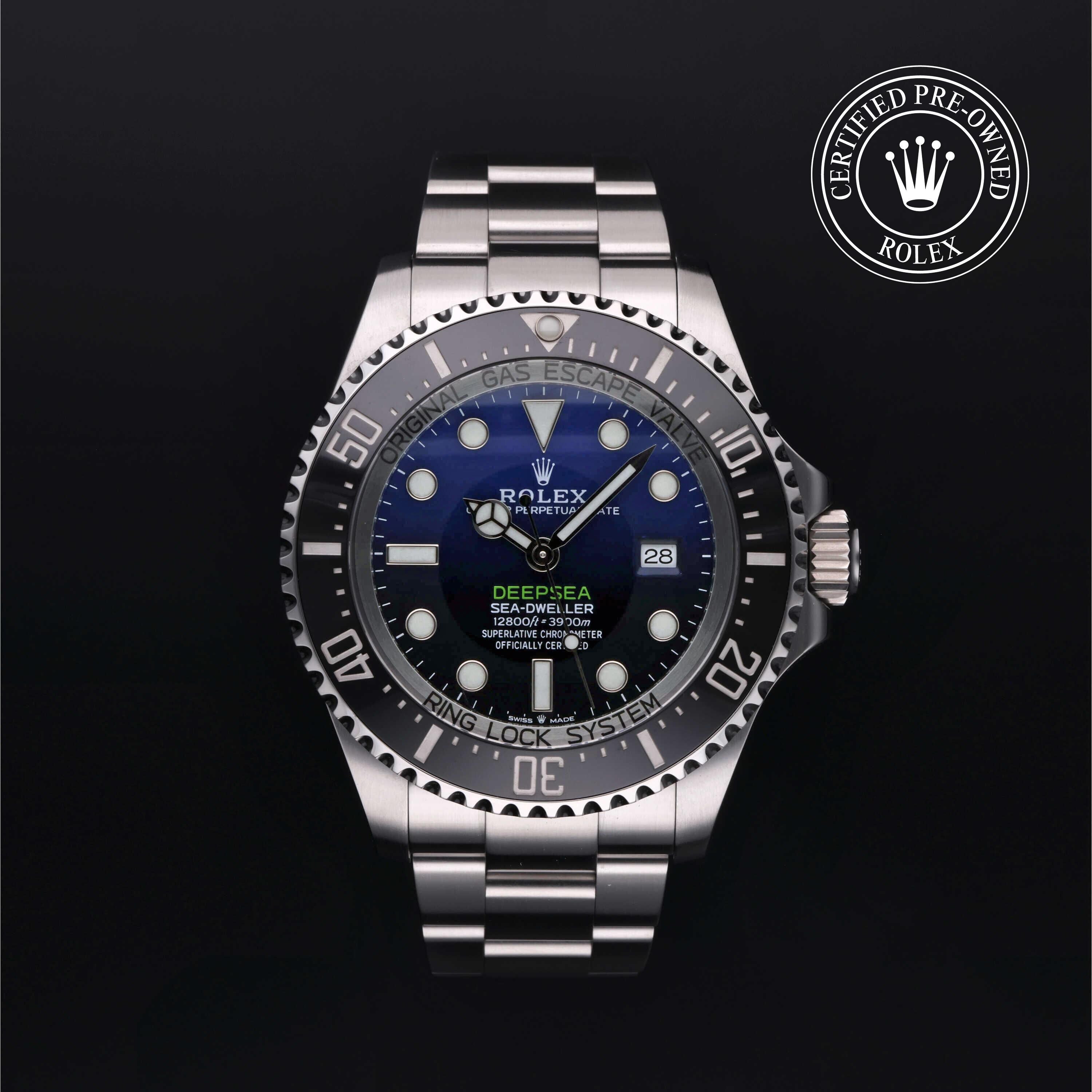 Rolex Certified Pre-owned Sea-Dweller M126660-0002 front on black background