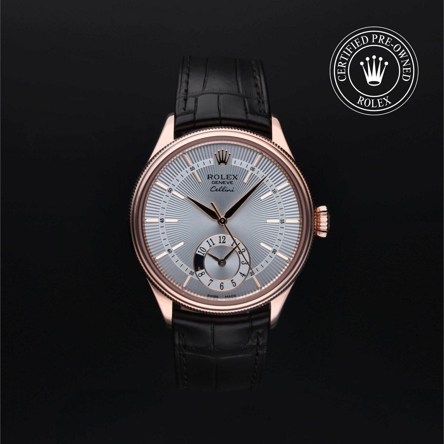Rolex Certified Pre-owned Cellini M50525-0004 front on black background