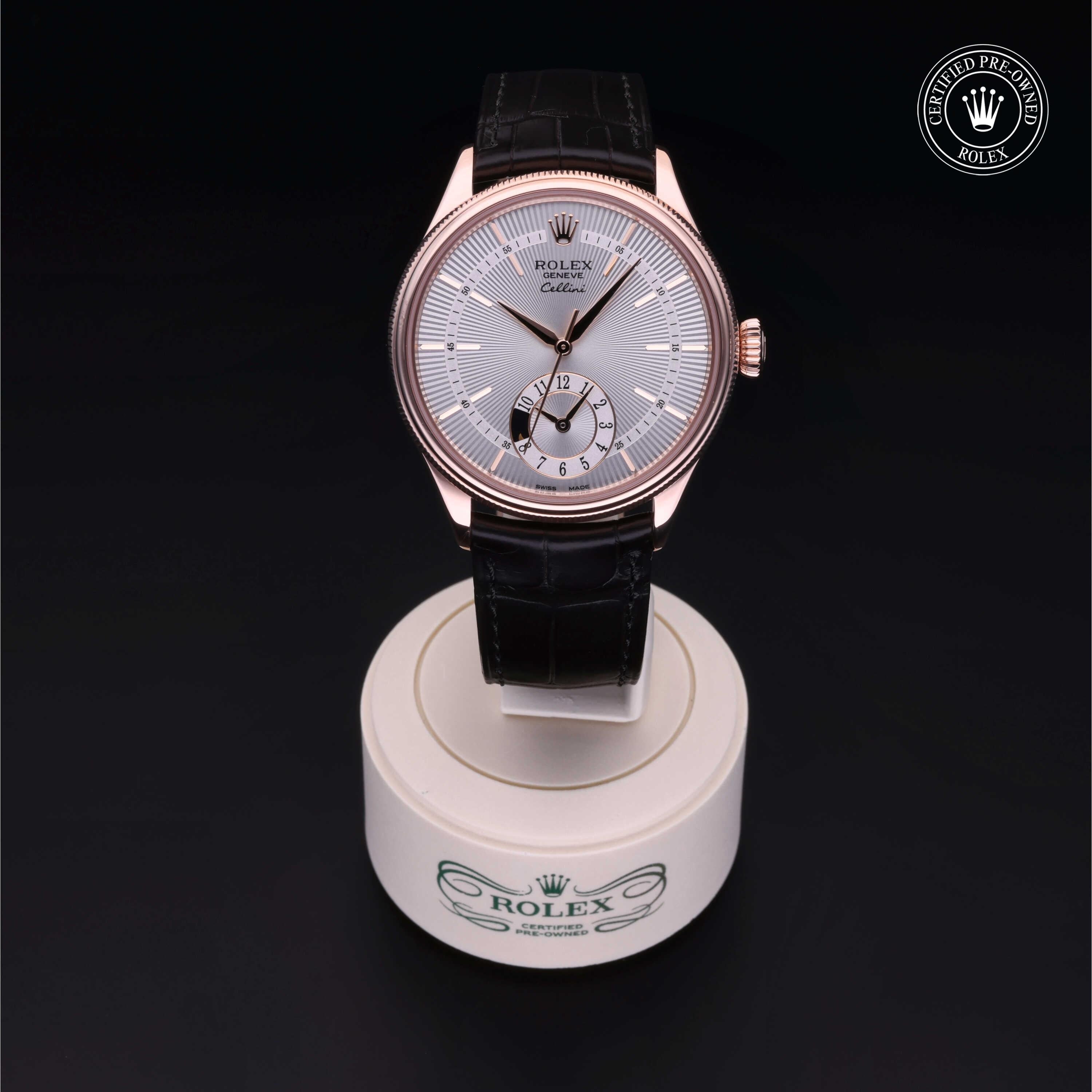 Rolex Certified Pre-owned Cellini M50525-0004 front on black background