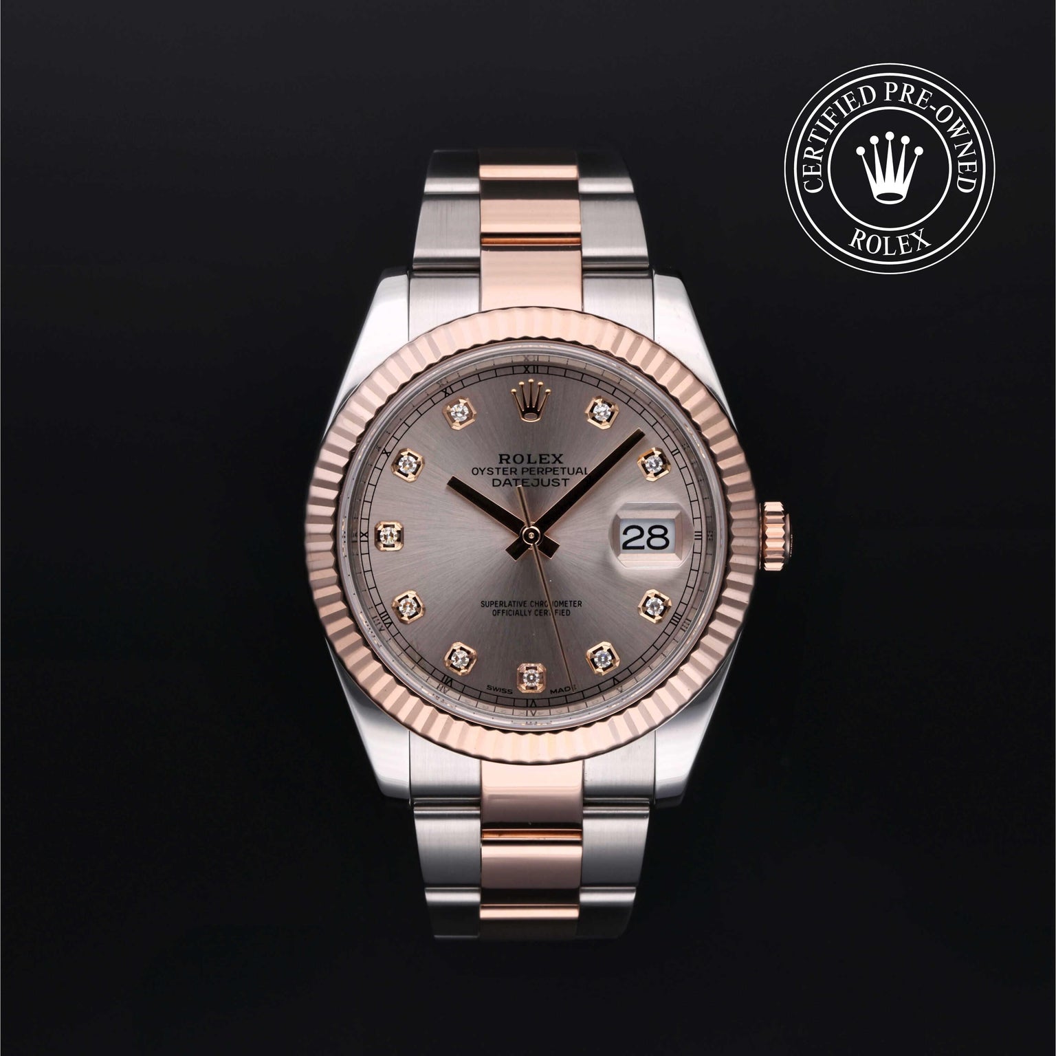 Rolex Certified Pre-owned Datejust M126331-0010 front on black background