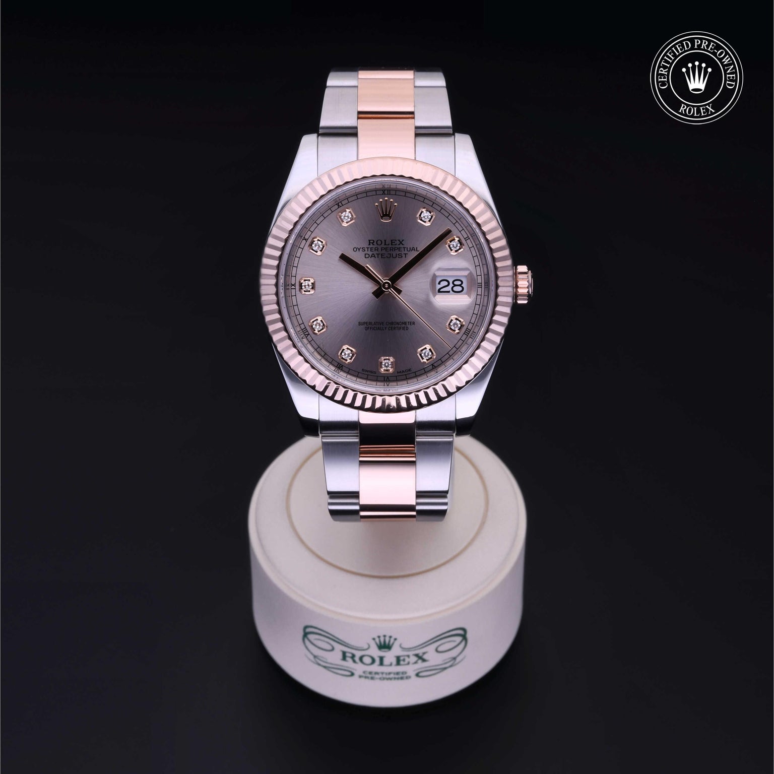 Rolex Certified Pre-owned Datejust M126331-0010 front on black background