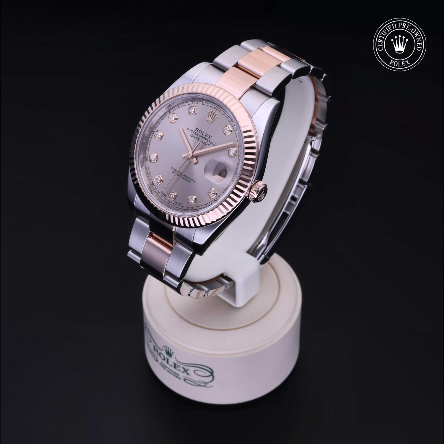 Rolex Certified Pre-owned Datejust M126331-0010 front on black background