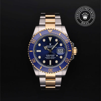 Rolex Certified Pre-owned Submariner M126613LB-0002 front on black background