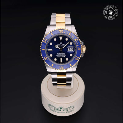 Rolex Certified Pre-owned Submariner M126613LB-0002 front on black background