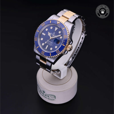 Rolex Certified Pre-owned Submariner M126613LB-0002 front on black background