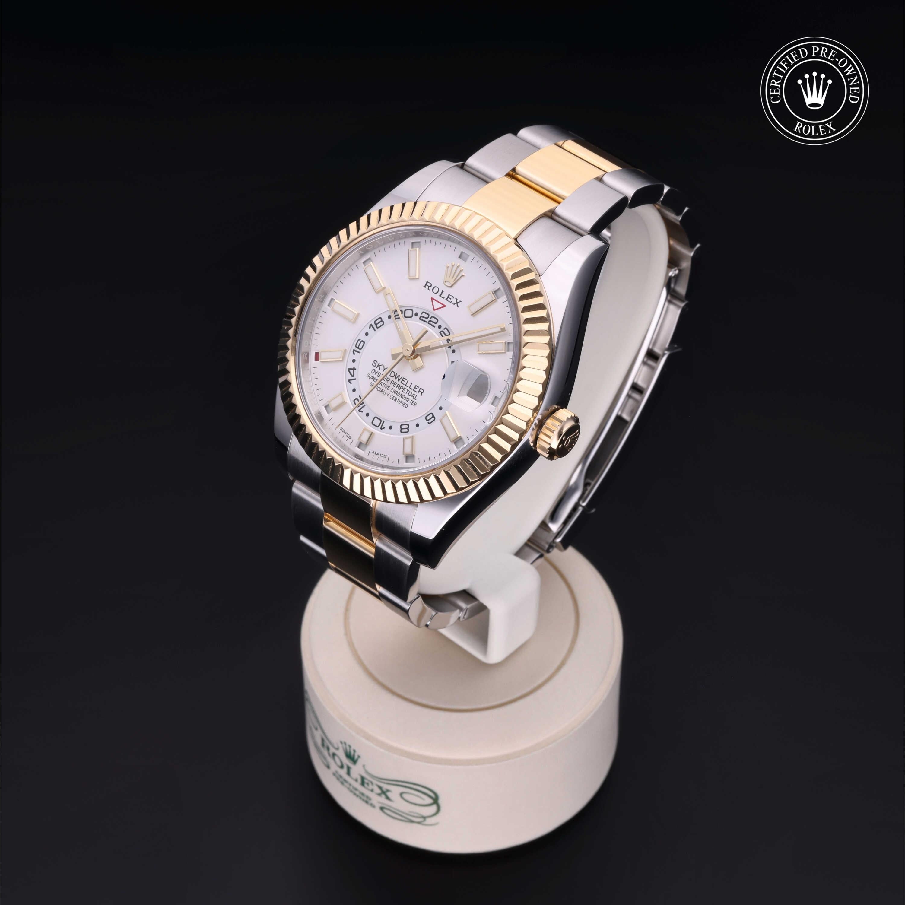 Rolex Certified Pre-owned Sky-Dweller M326933-0009 front on black background