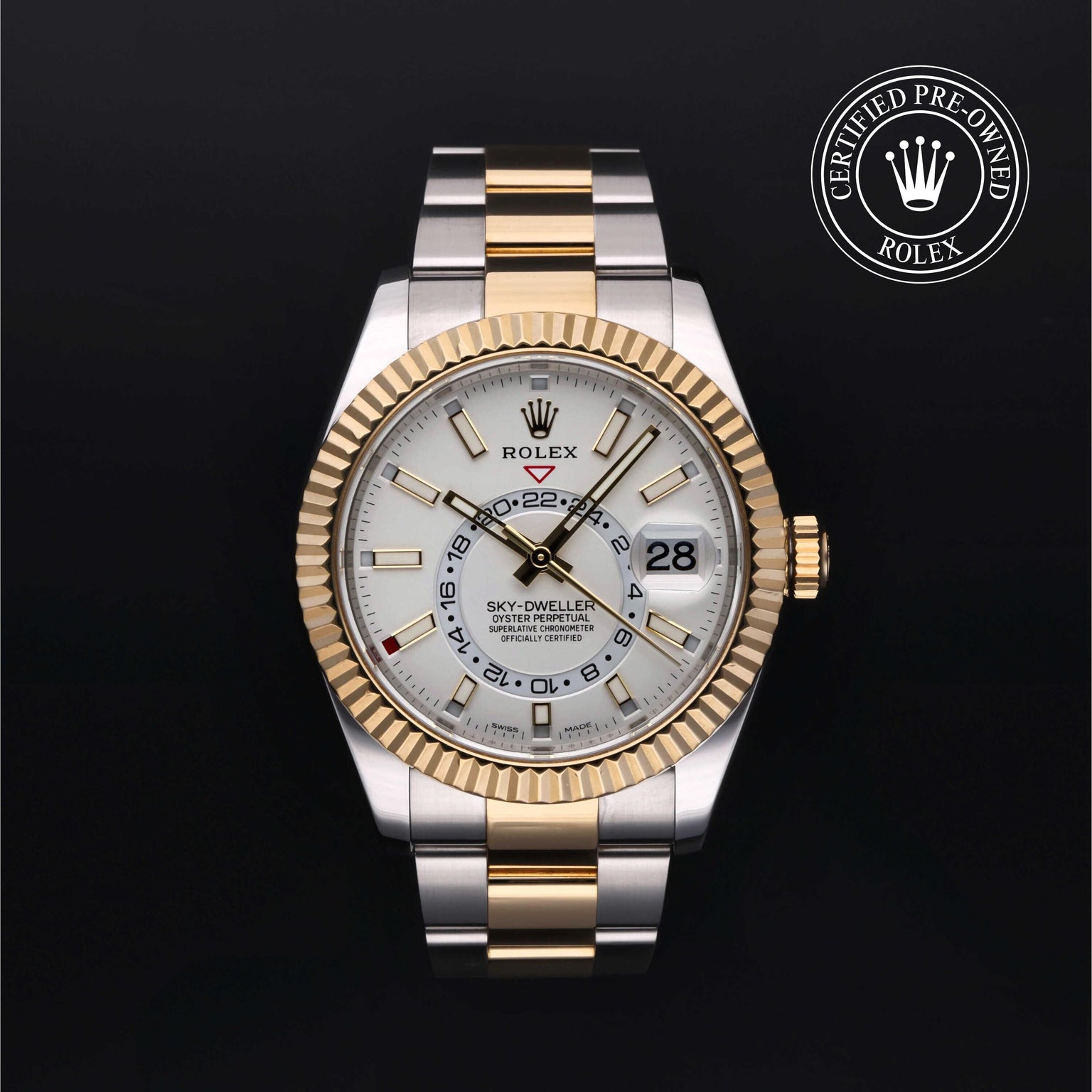 Rolex CPO Sky-Dweller M326933 front on white background