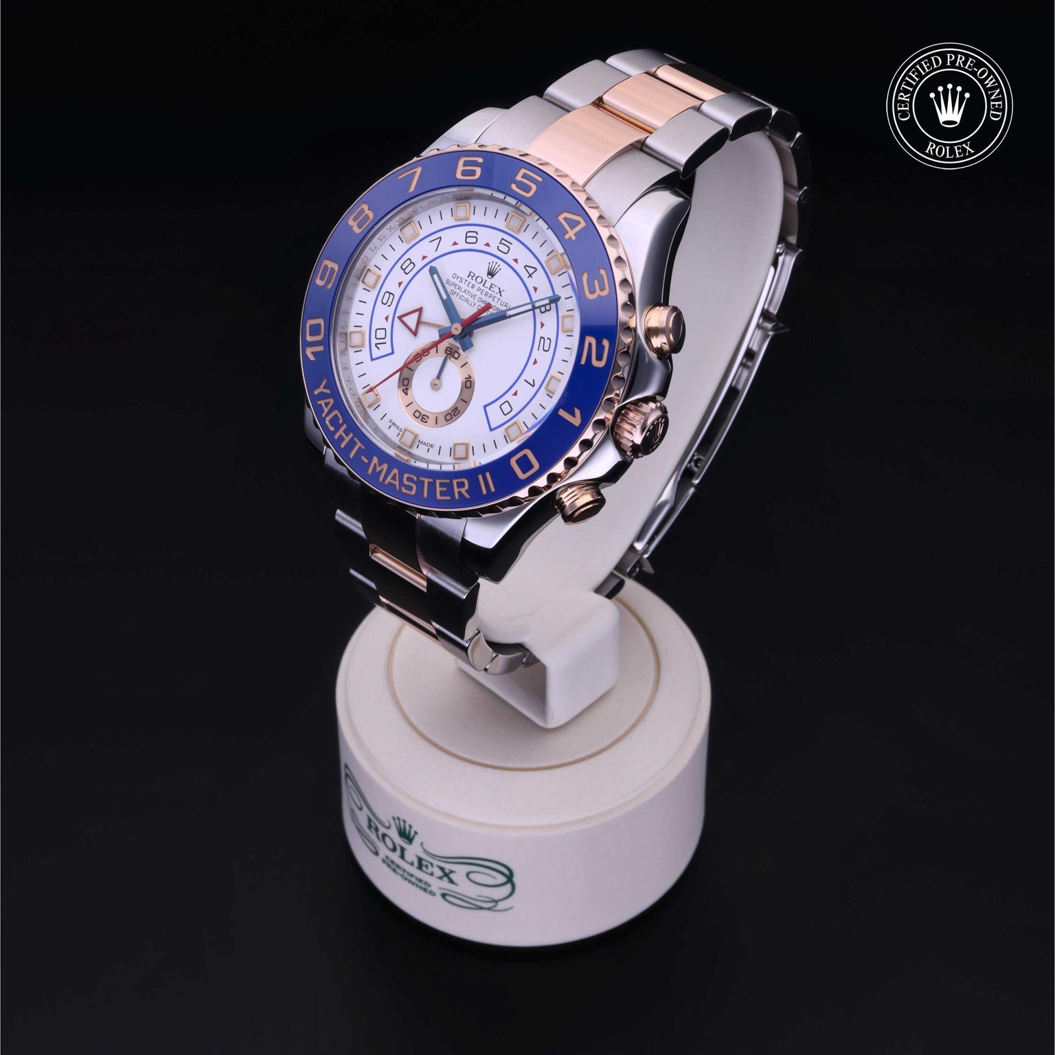 Rolex Certified Pre-owned Yacht-Master M116681-0001 front on black background