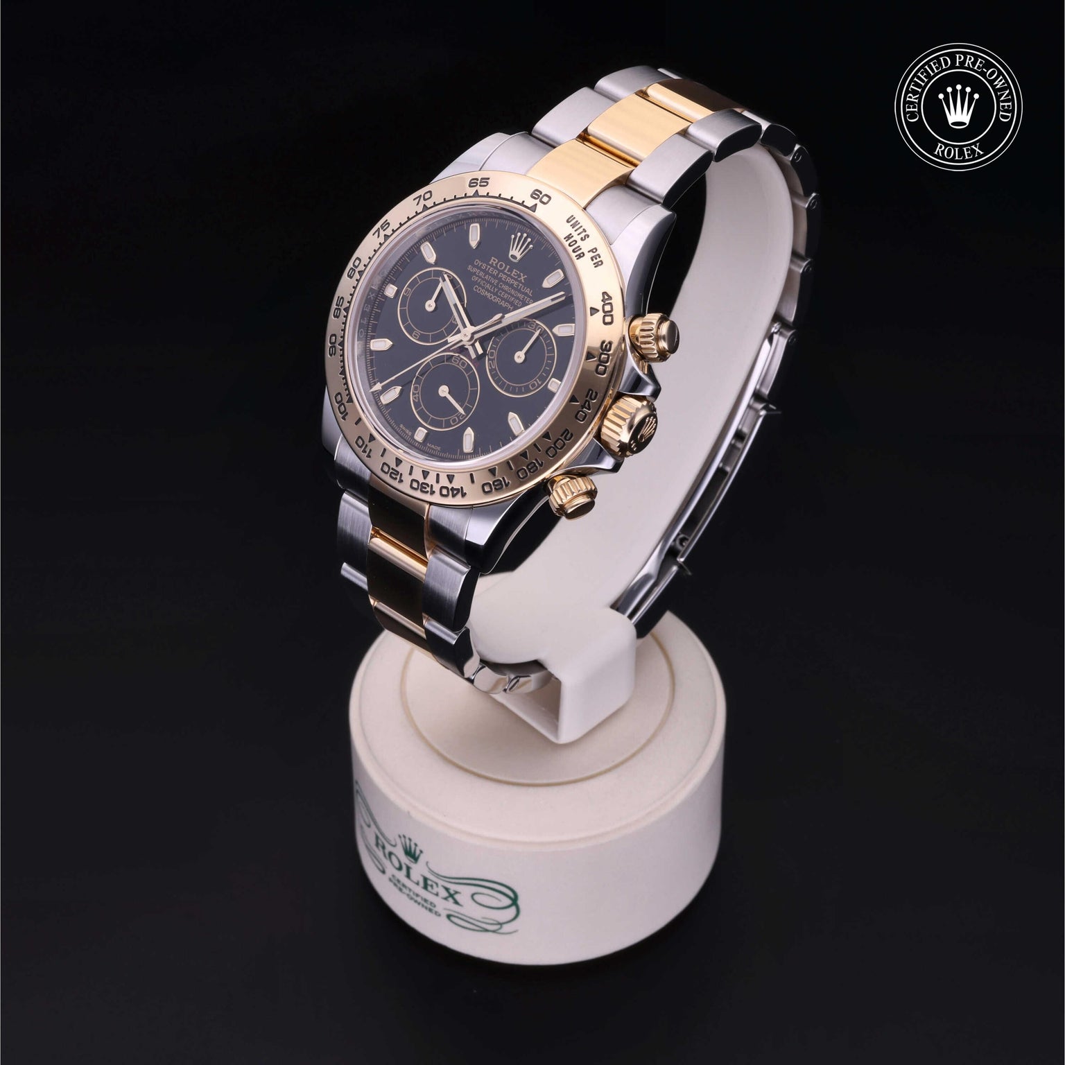 Rolex Certified Pre-owned Daytona M116503-0004 front on black background
