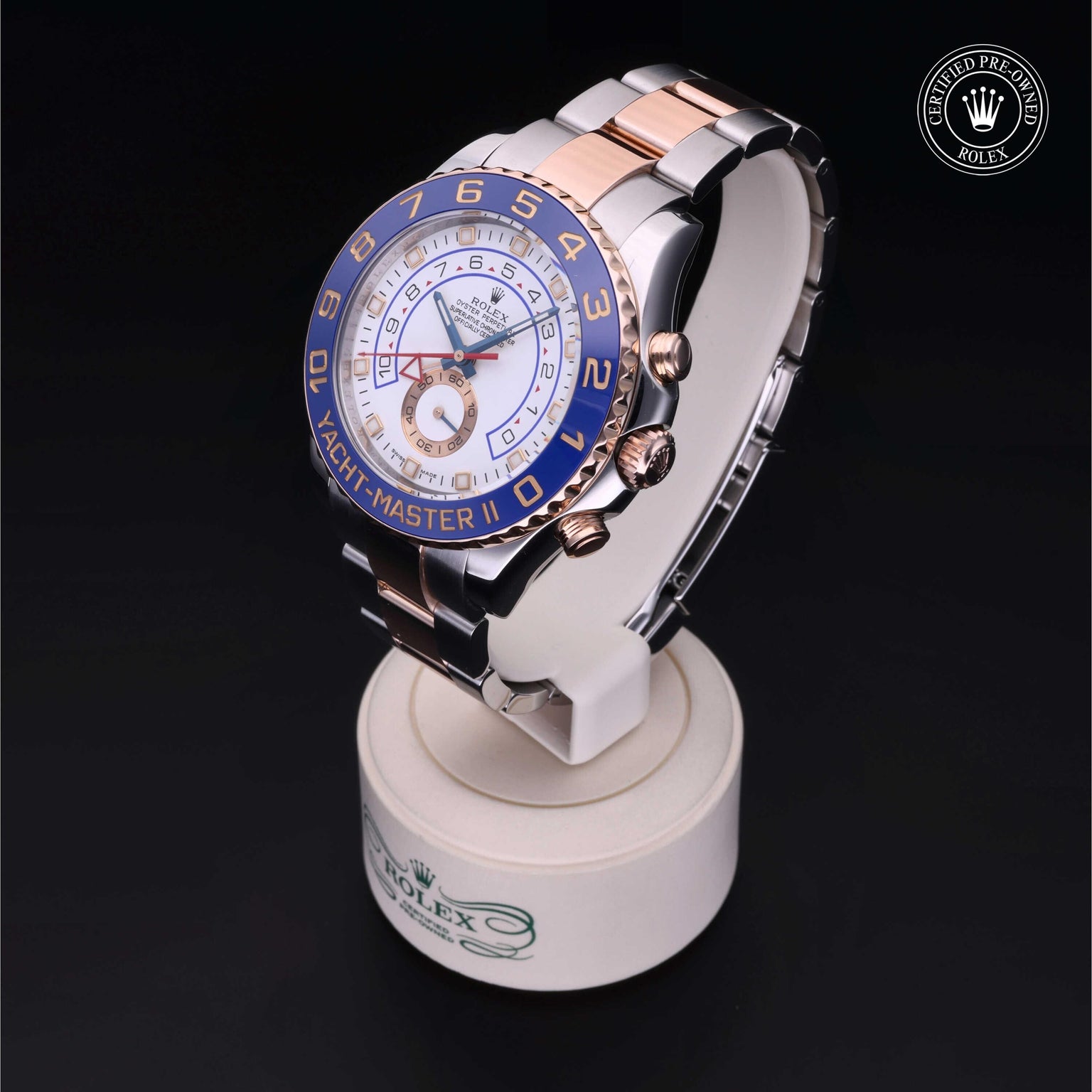 Rolex Certified Pre-owned Yacht-Master M116681-0001 front on black background