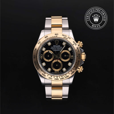 Rolex Certified Pre-owned Daytona M116503-0011 front on black background