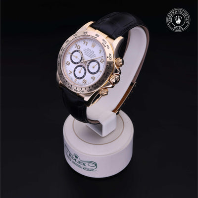 Rolex Certified Pre-owned Daytona M16518-0002 front on black background