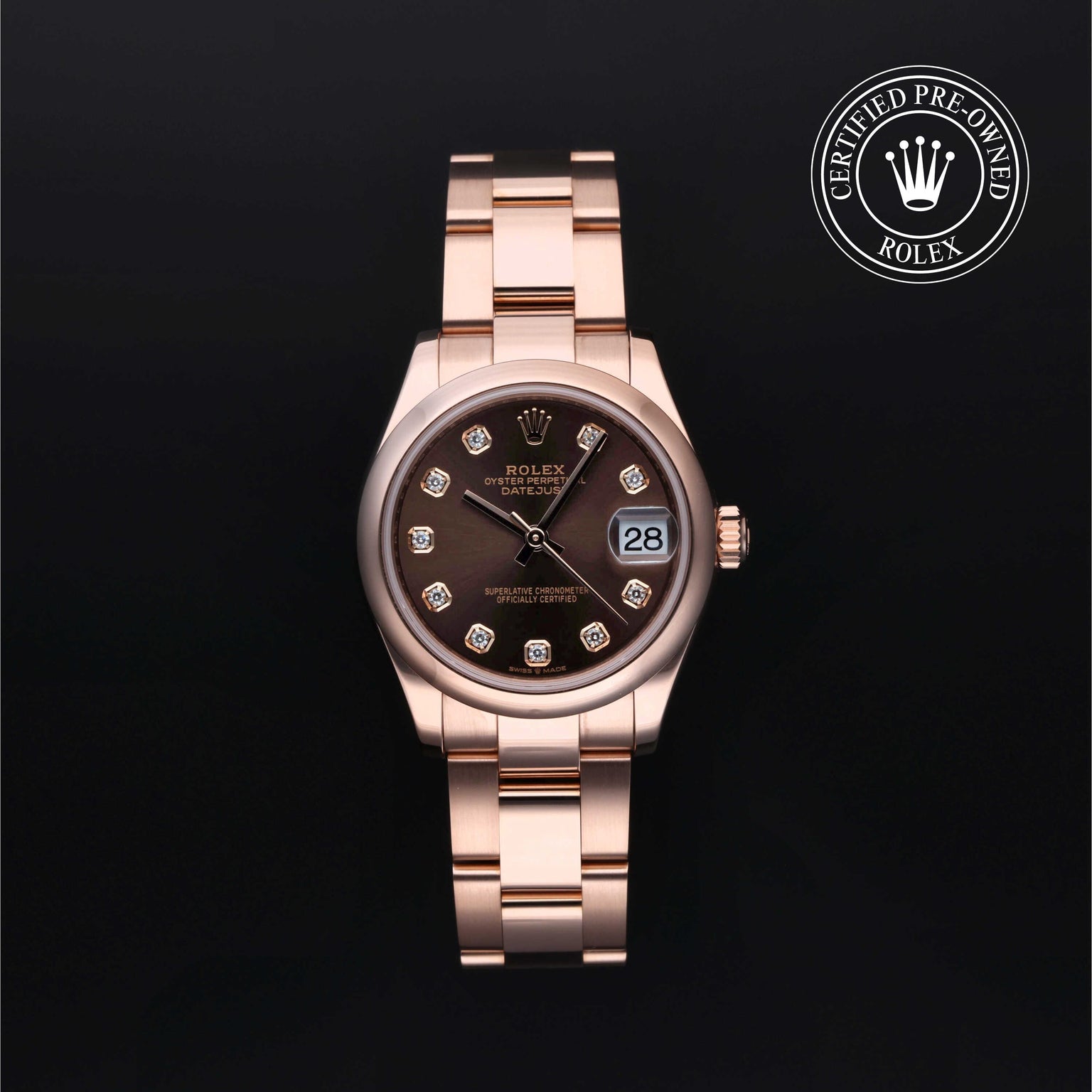 Rolex Certified Pre-owned Lady Datejust M278245-0015 front on black background