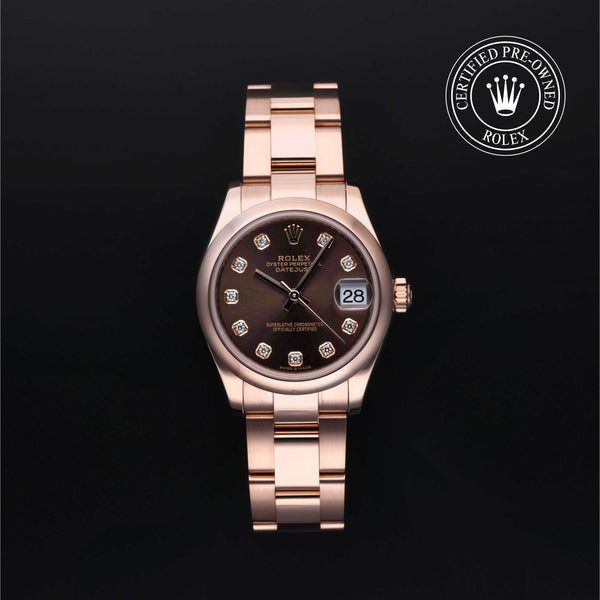 Rolex Certified Pre-owned Lady Datejust M278245-0015 front on black background