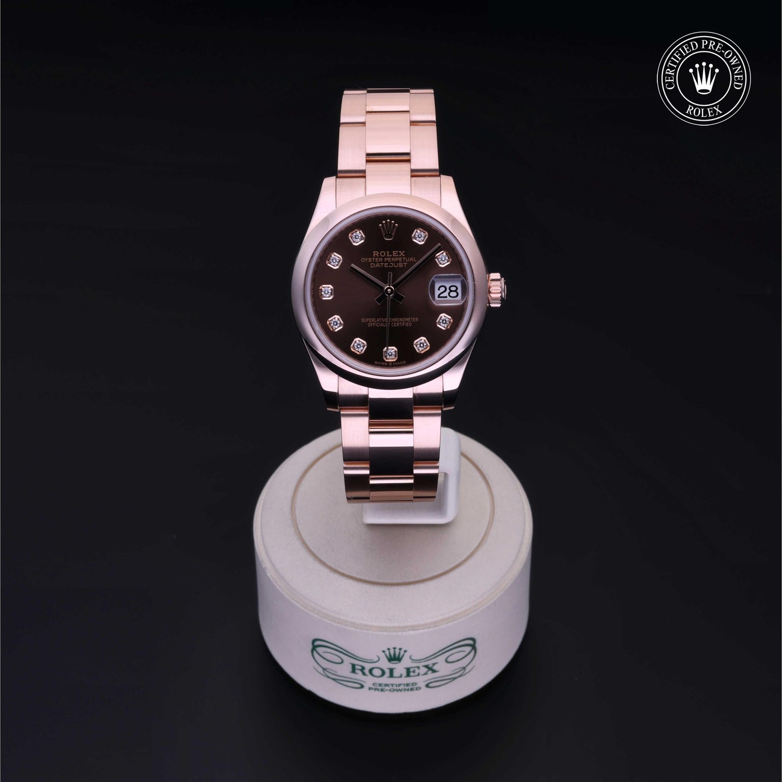 Rolex Certified Pre-owned Lady Datejust M278245-0015 front on black background