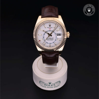 Rolex Certified Pre-owned Sky-Dweller M326138-0009 front on black background