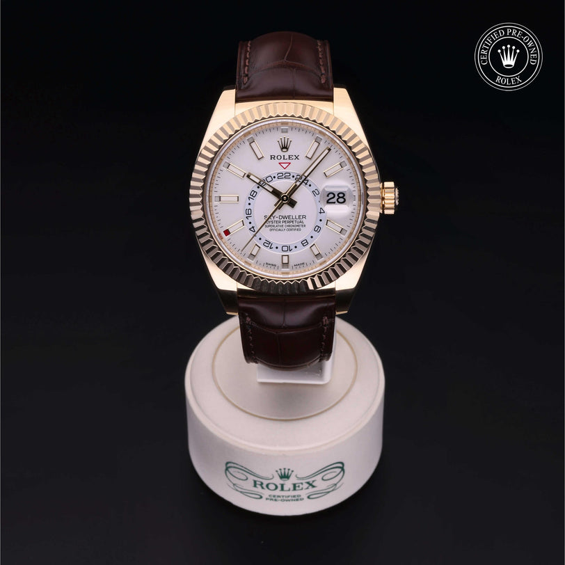 Rolex Certified Pre-owned Sky-Dweller M326138-0009 front on black background