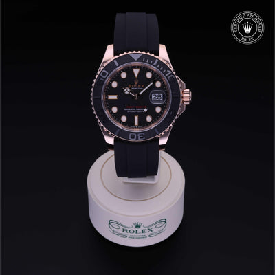 Rolex Certified Pre-owned Yacht-Master M126655-0001 front on black background