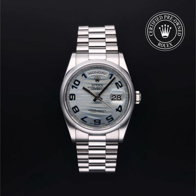 Rolex Certified Pre-owned Day-date M118206-0095 front on black background