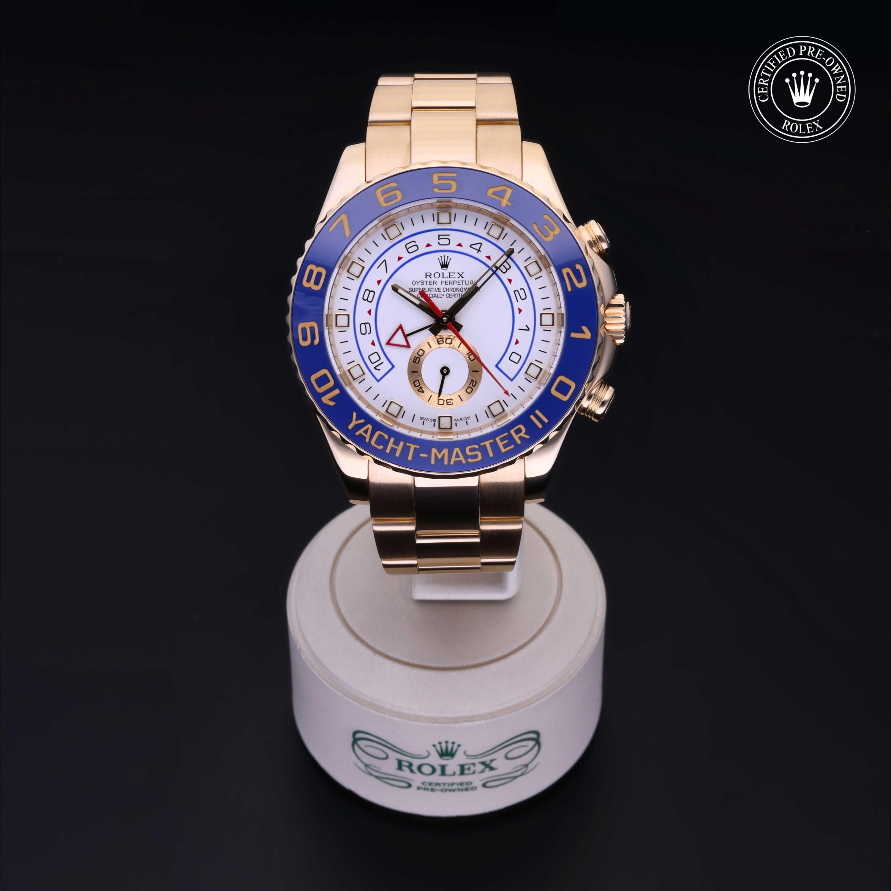 Rolex Certified Pre-owned Yacht-Master M116688-0001 front on black background