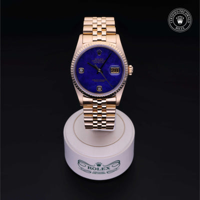 Rolex Certified Pre-owned Datejust M16238-0011 front on black background